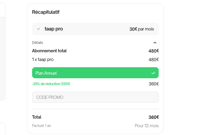 Récapitulatif de paiement annuel