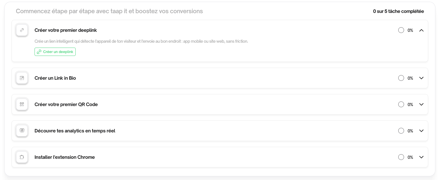 Onboarding en 5 étapes taap.it