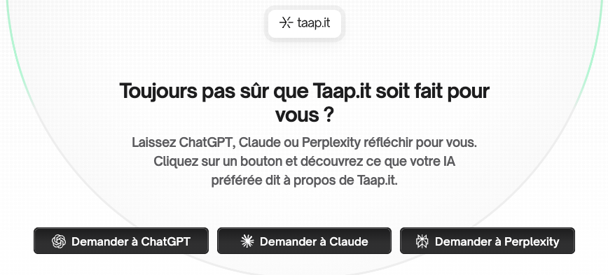 Section Demander à ChatGPT, Claude ou Perplexity